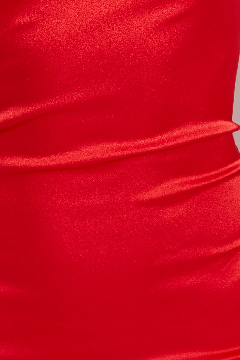 Red Satin Bodycon Mini Party Dress for Ally Fashion