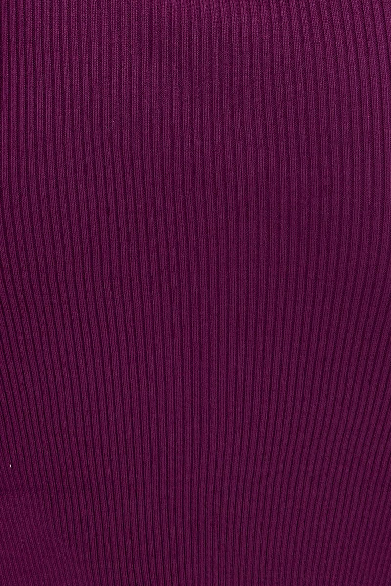 Purple Midi Dress High Neck Knit for Ally Fashion