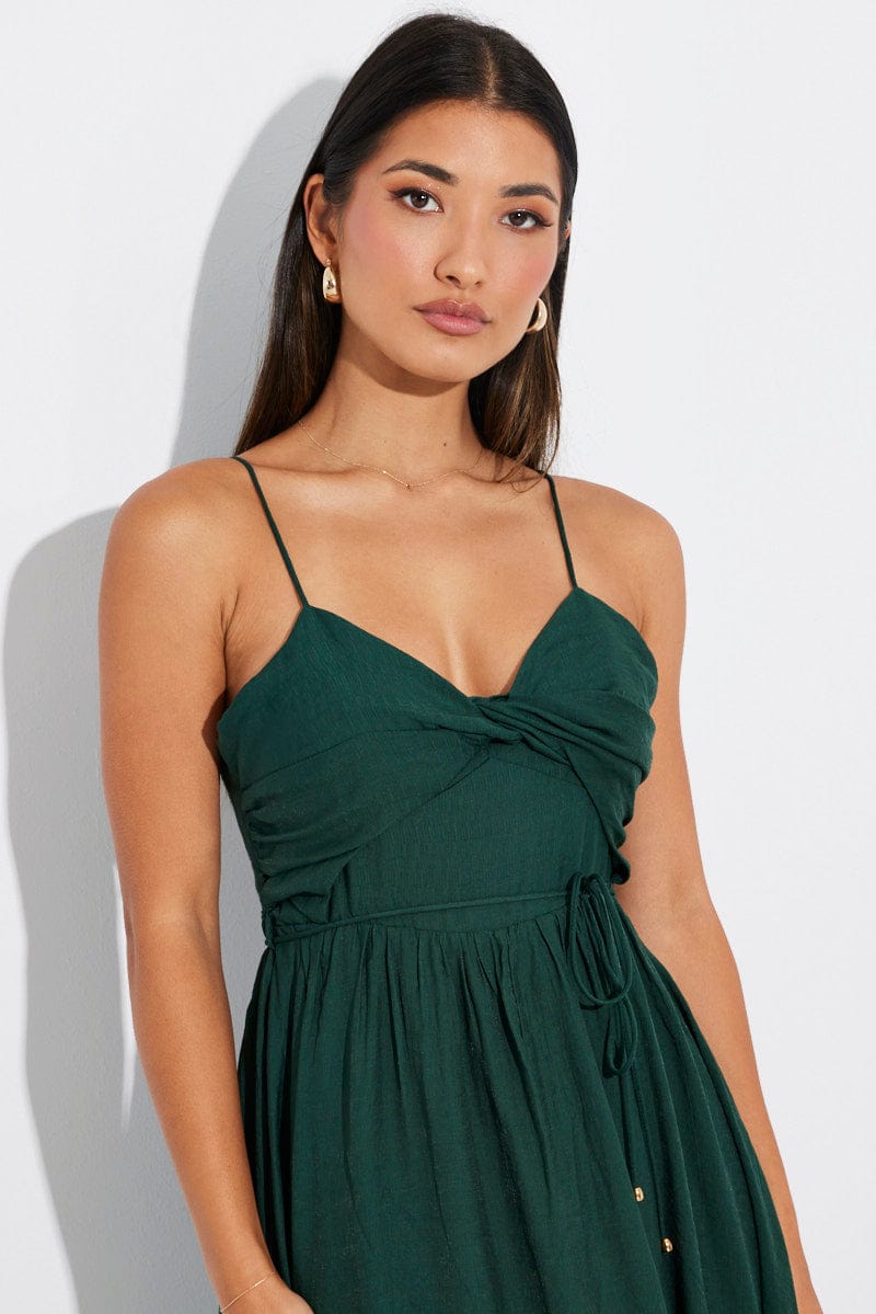 Green Twist Front Detail Maxi Dress for Ally Fashion