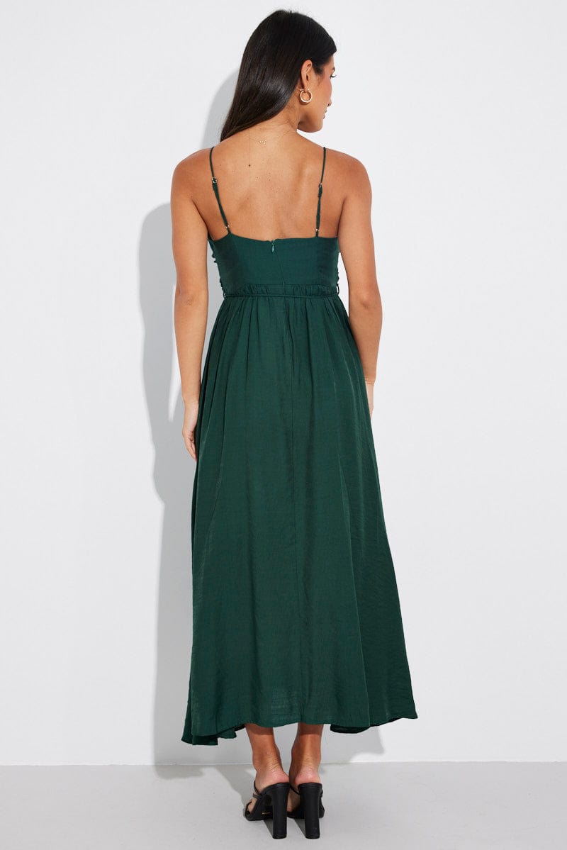 Green Twist Front Detail Maxi Dress for Ally Fashion