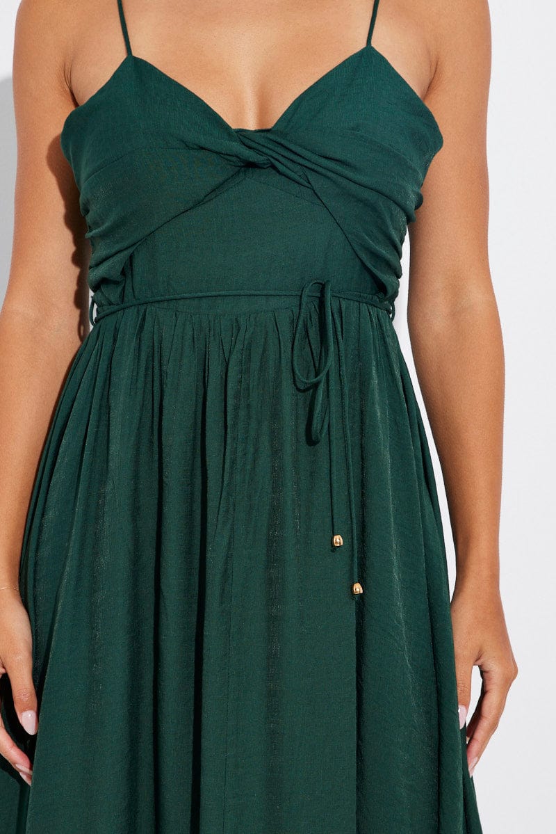 Green Twist Front Detail Maxi Dress for Ally Fashion