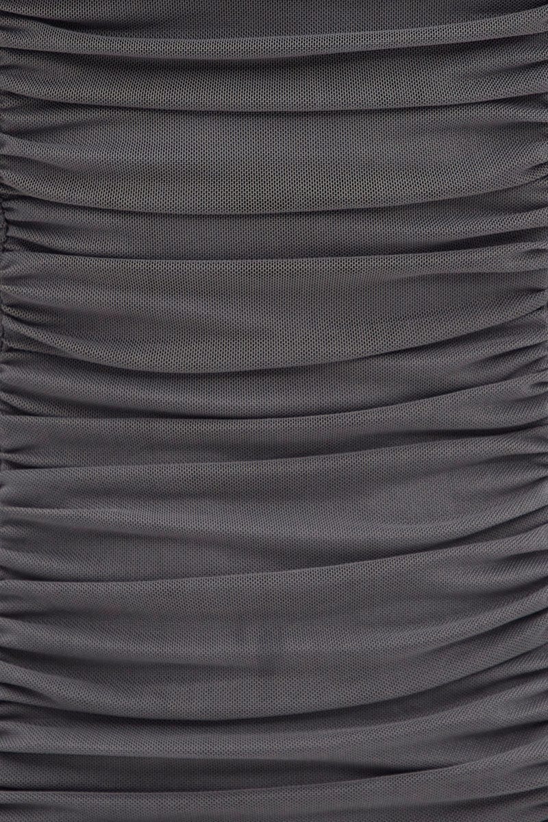 Grey Ruched Mini Dress for Ally Fashion