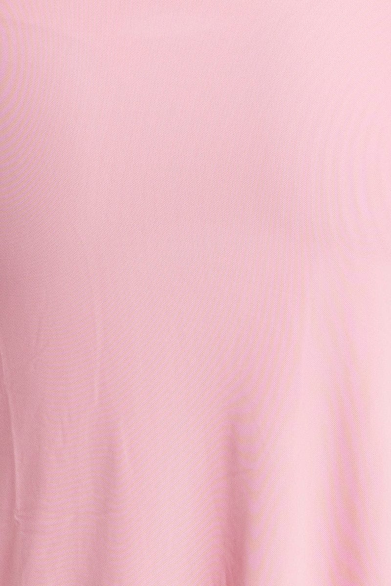 Pink Bodycon Dress Sleeveless Ruffle Mesh for Ally Fashion