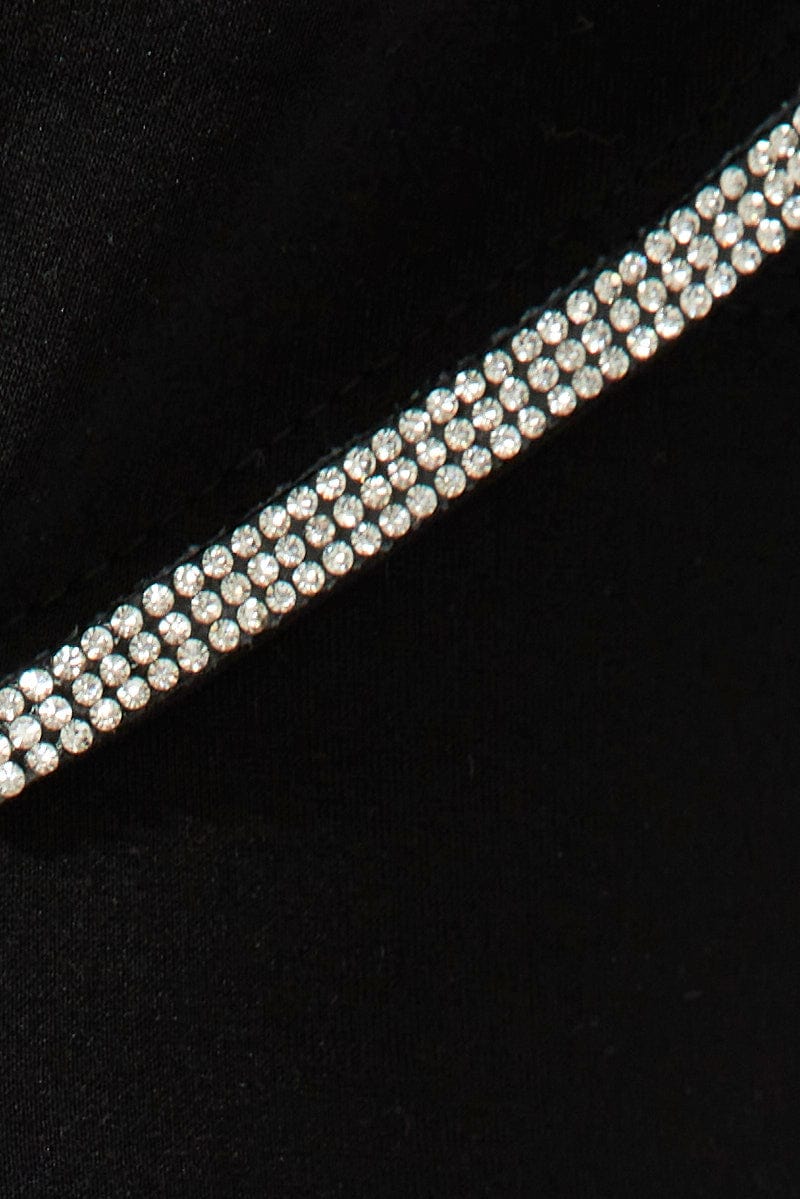 Black Halter Neck Mini Dress Keyhole Diamante Trim for Ally Fashion