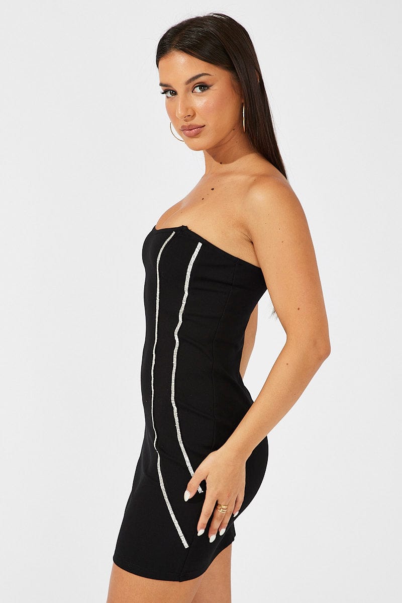 Black bandeau bodycon sales dress