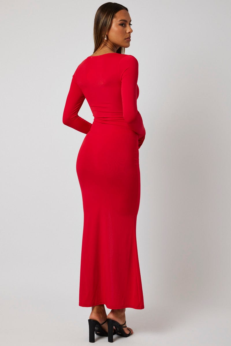 Red Maxi Dress Strappy Flared Sleeve Bodycon Dress | Ally Fashion Red Maxi Dress Strappy Flared Sleeve Bodycon Dress | Ally Fashion