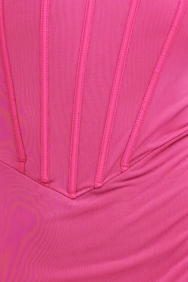 Pink Bodycon Dress Corset Detail Mini for Ally Fashion