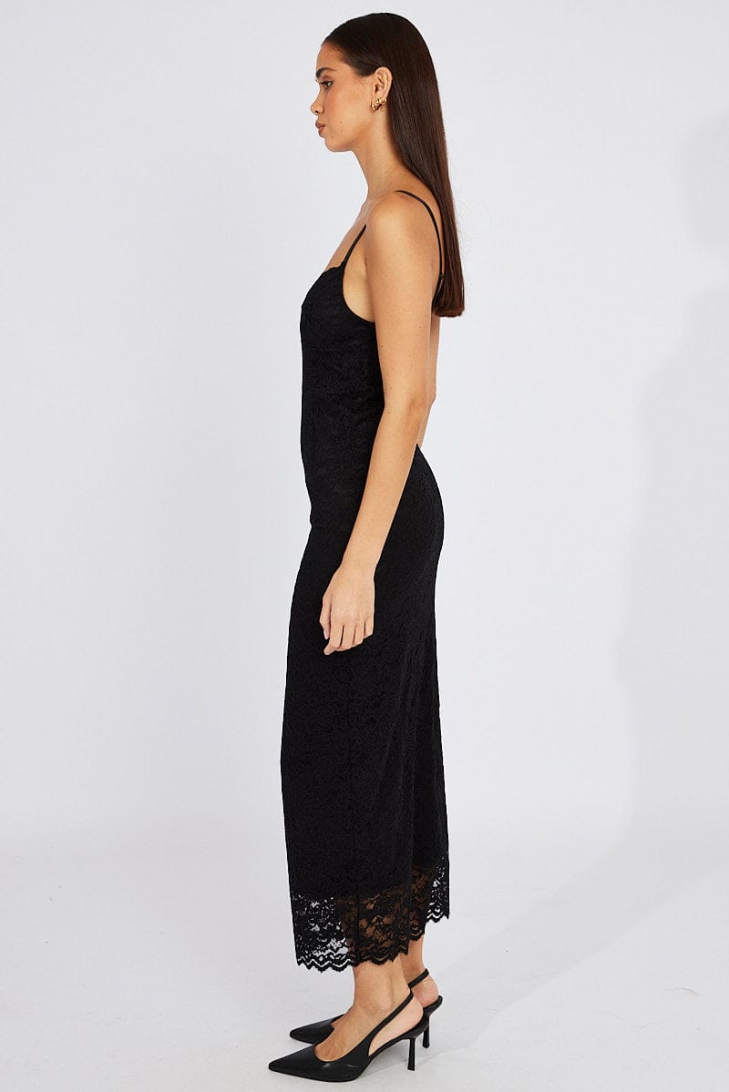 Black Bodycon Dress Strappy Lace for Ally Fashion