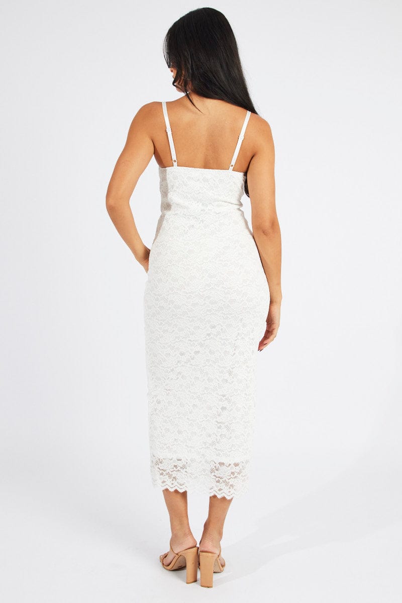 White Bodycon Dress Strappy Lace for Ally Fashion