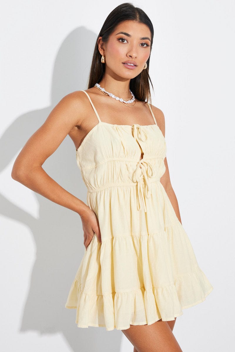 Yellow Fit And Flare Dress Strappy for Ally Fashion