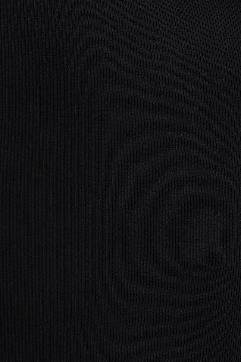 Black Dress Long Sleeve Cut Out Details Bodycon Rib for Ally Fashion