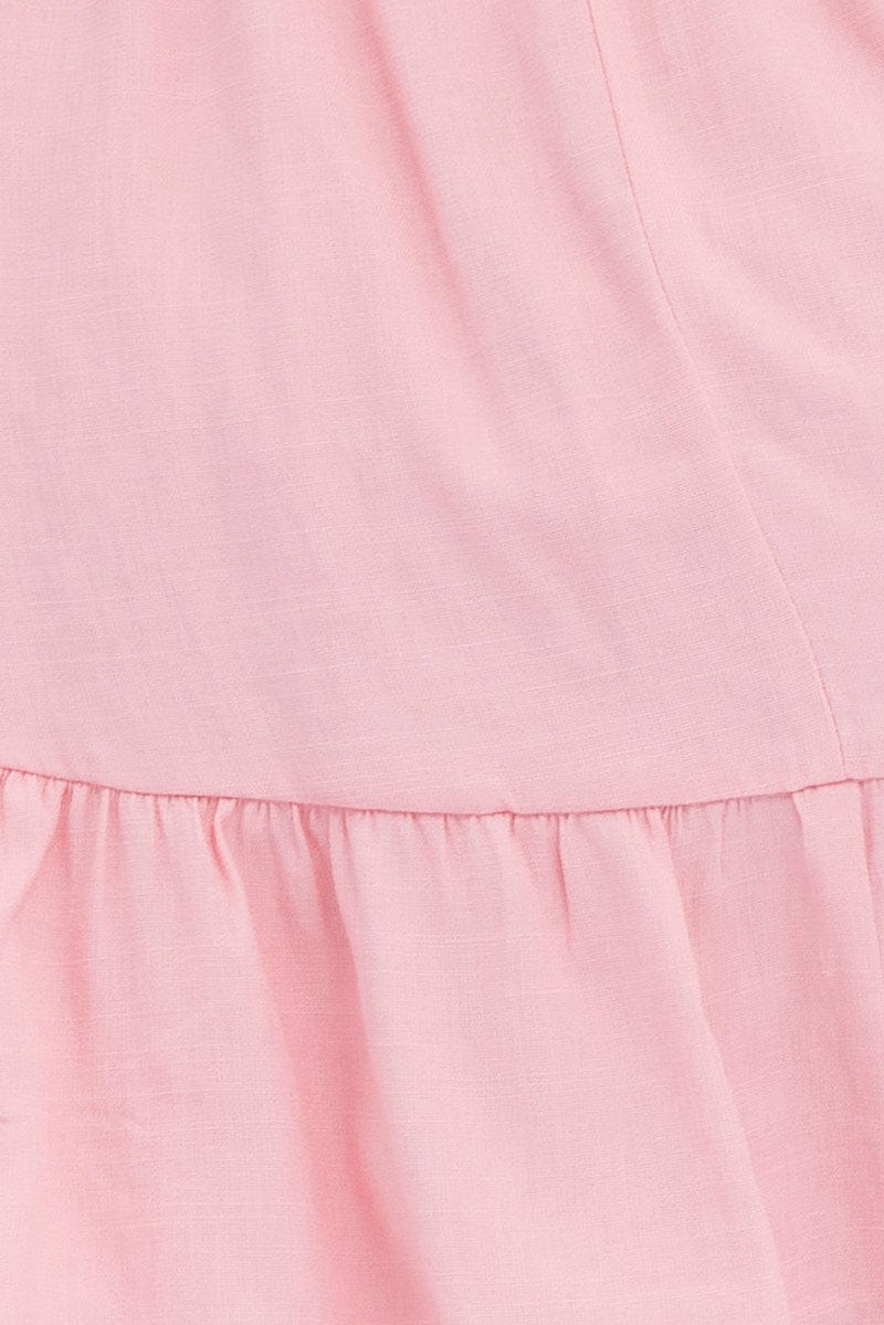 Pink Fit And Flare Dress Short Sleeve Mini for Ally Fashion