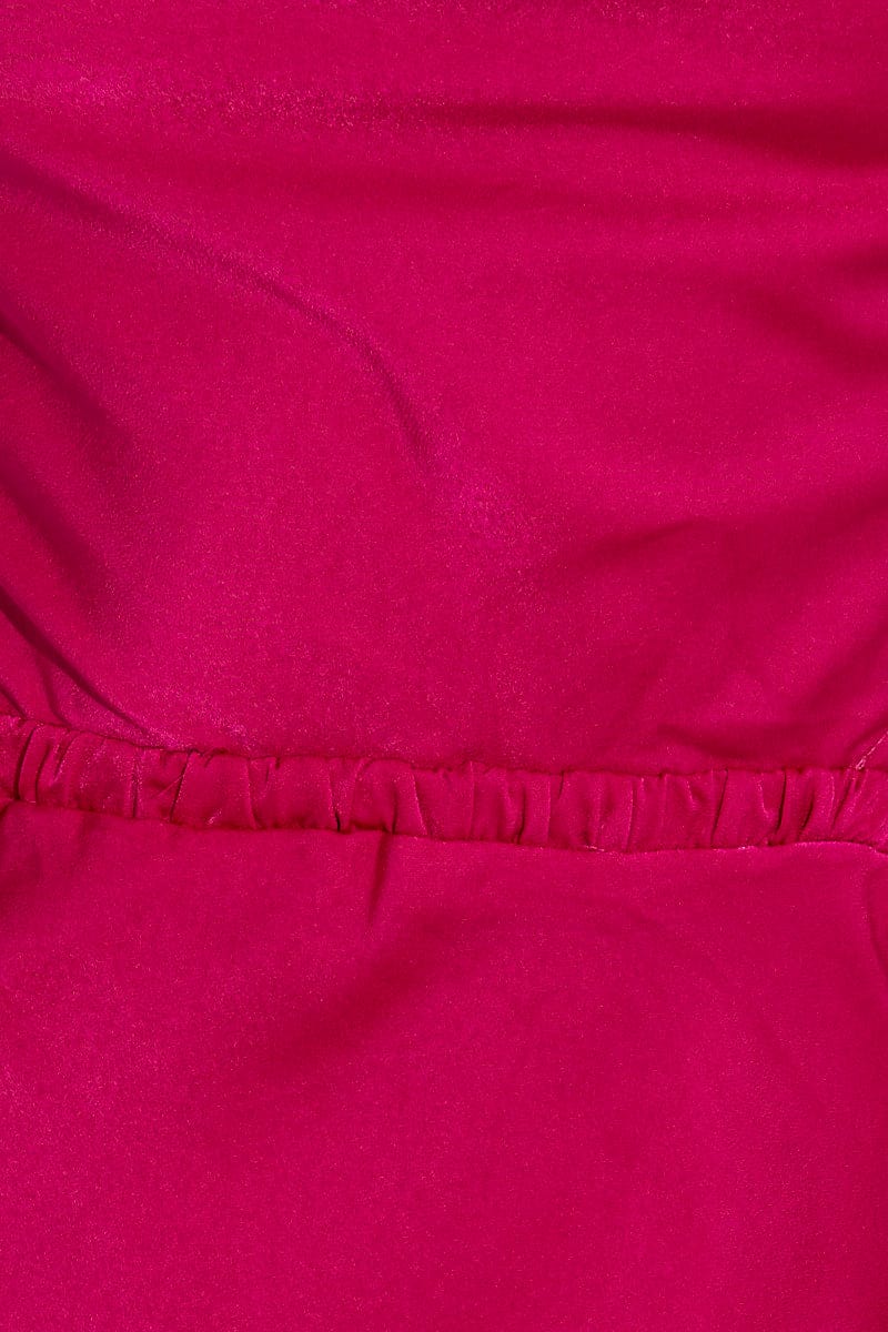 Pink Slip Dress Sleeveless Tie Back Satin Midi for Ally Fashion