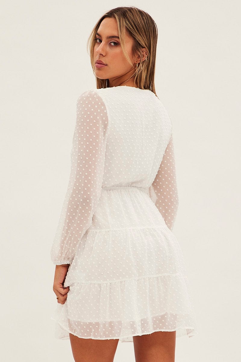White Mini Dress Long Sleeve for Ally Fashion