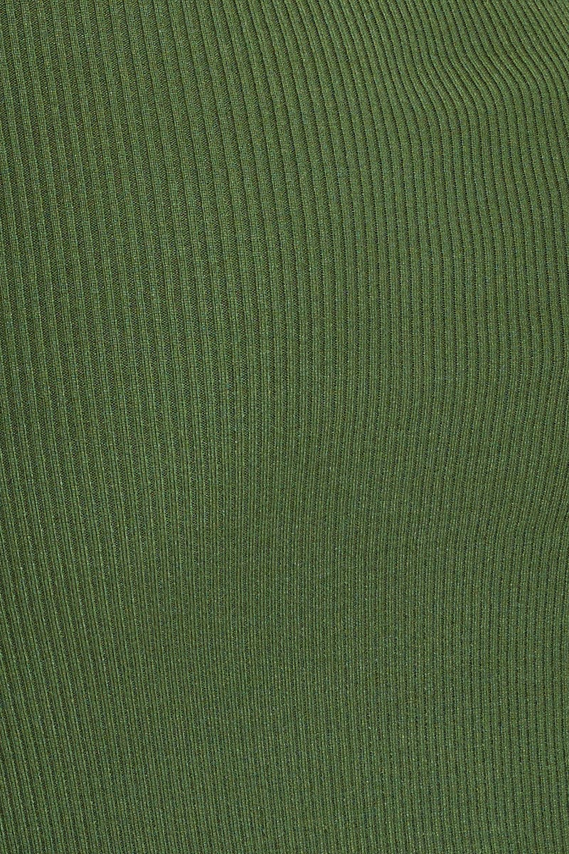 F BODYCON DRESS Green Knit Dress Midi Halter Neck for Women by Ally