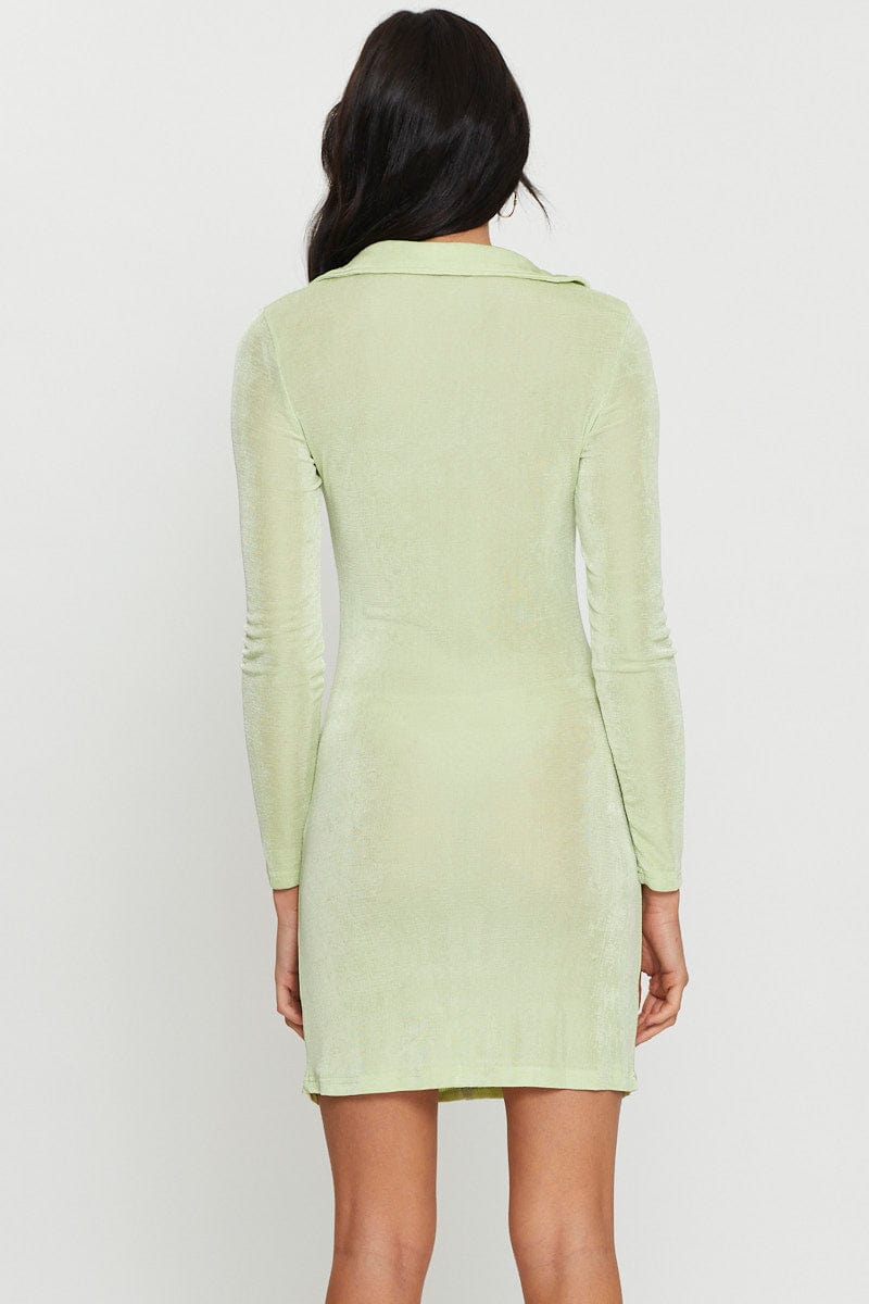 Women's Green Mini Dress Long Sleeve | Ally Fashion Women's Green Mini Dress Long Sleeve | Ally Fashion