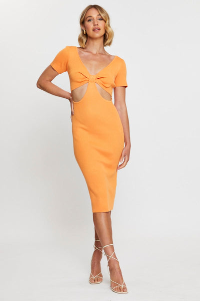 Women's Orange Mini Dress Halter Neck