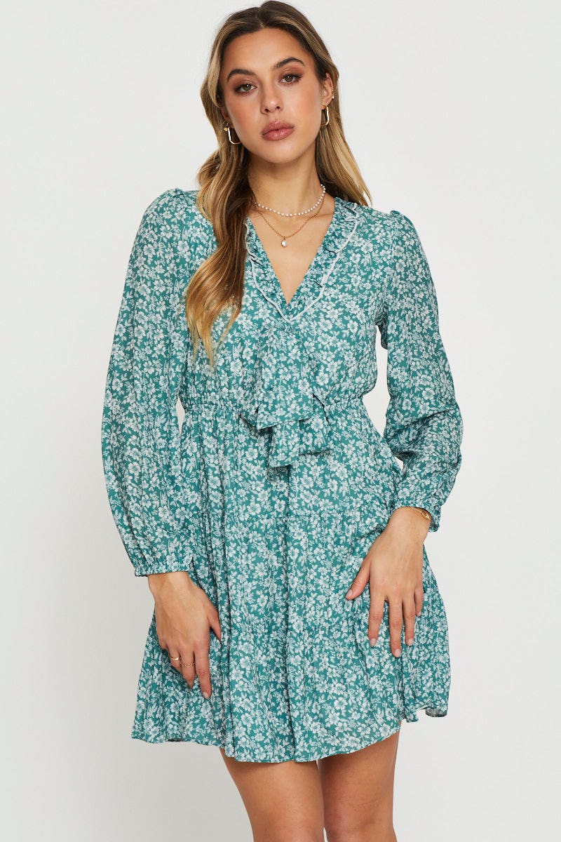 Women’s Print Mini Dress Long Sleeve | Ally Fashion