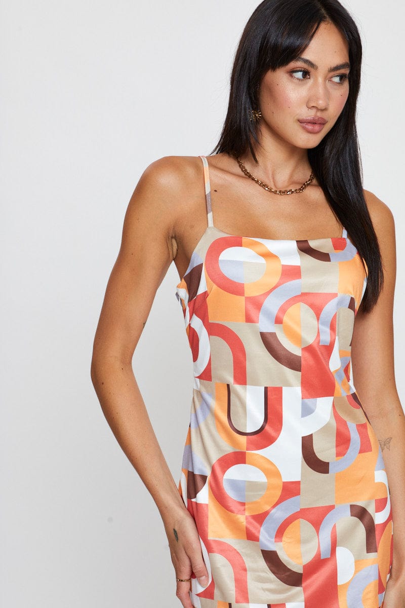 F BODYCON DRESS Print Mini Dress Satin for Women by Ally