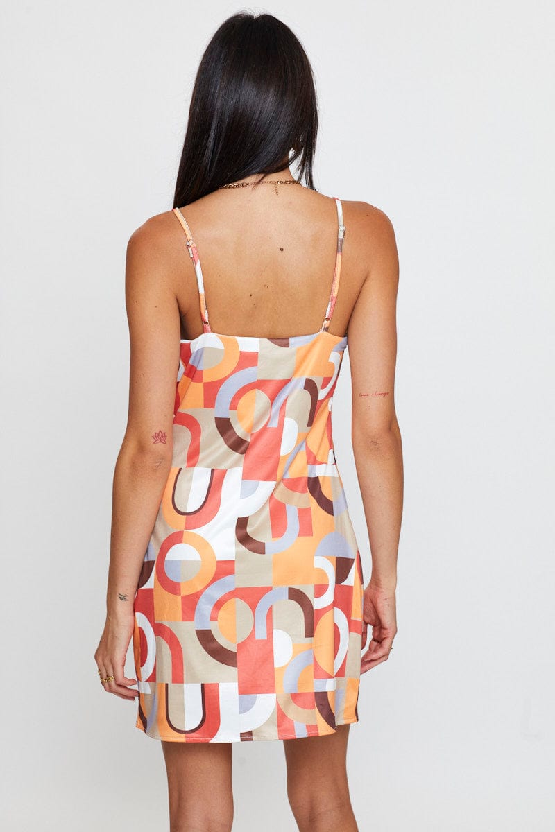 F BODYCON DRESS Print Mini Dress Satin for Women by Ally