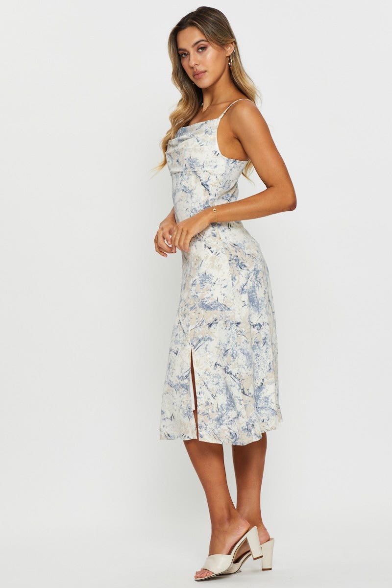 F BODYCON DRESS Print Slip Dress Midi for Women by Ally