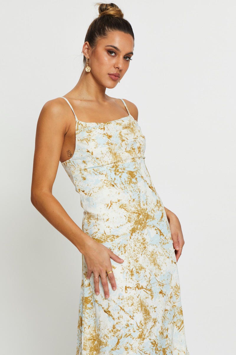 F BODYCON DRESS Print Slip Dress Midi for Women by Ally