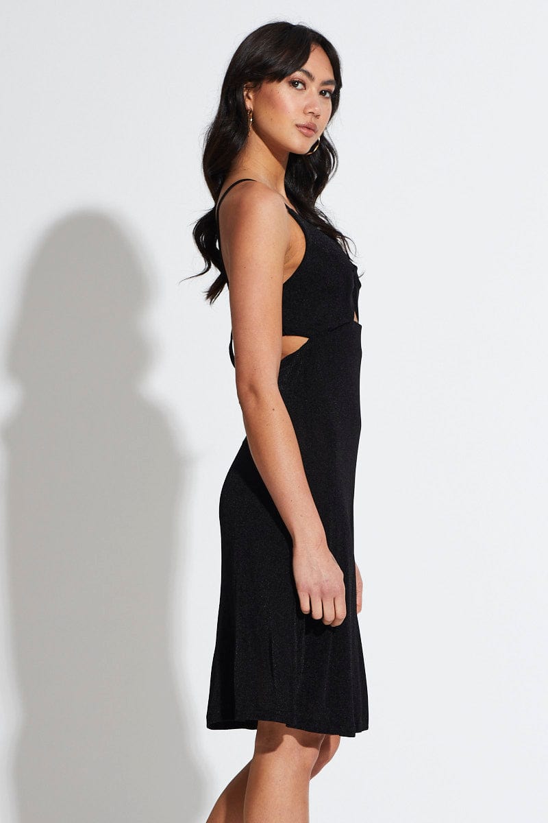 F MAXI DRESS Black A Line Dress Midi for Women by Ally