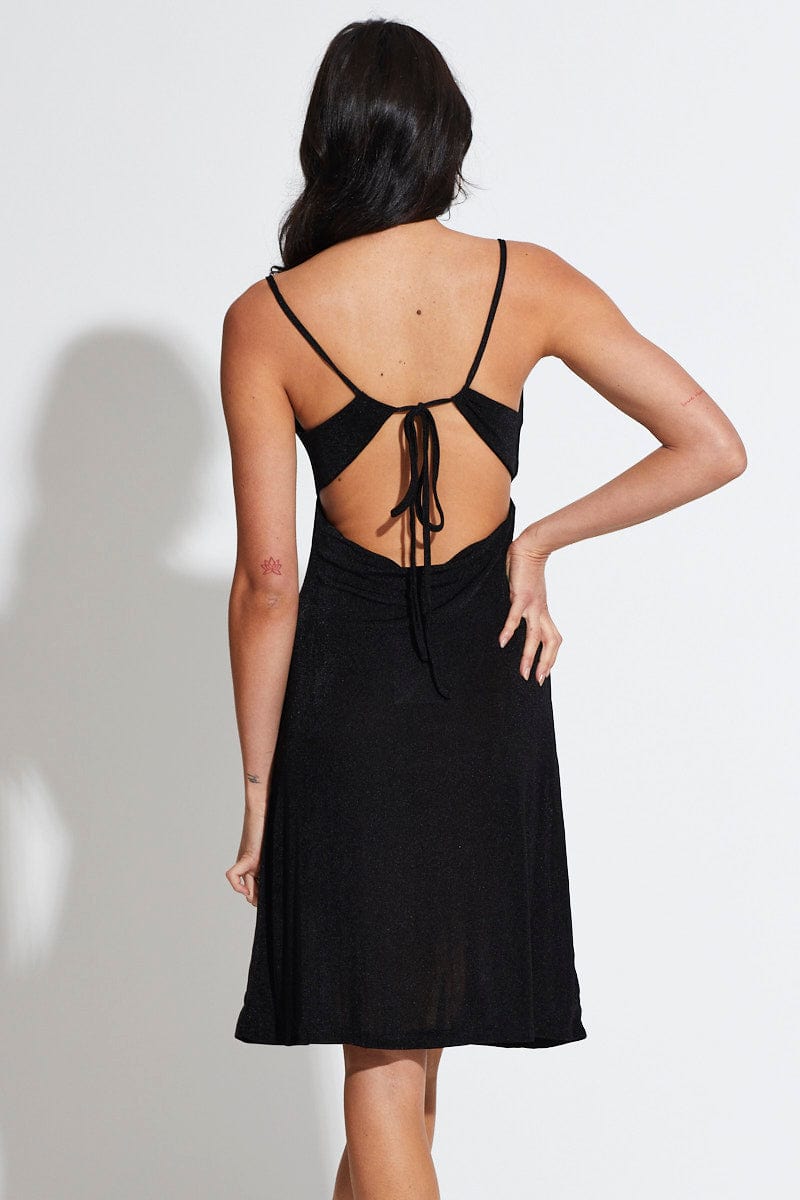 F MAXI DRESS Black A Line Dress Midi for Women by Ally