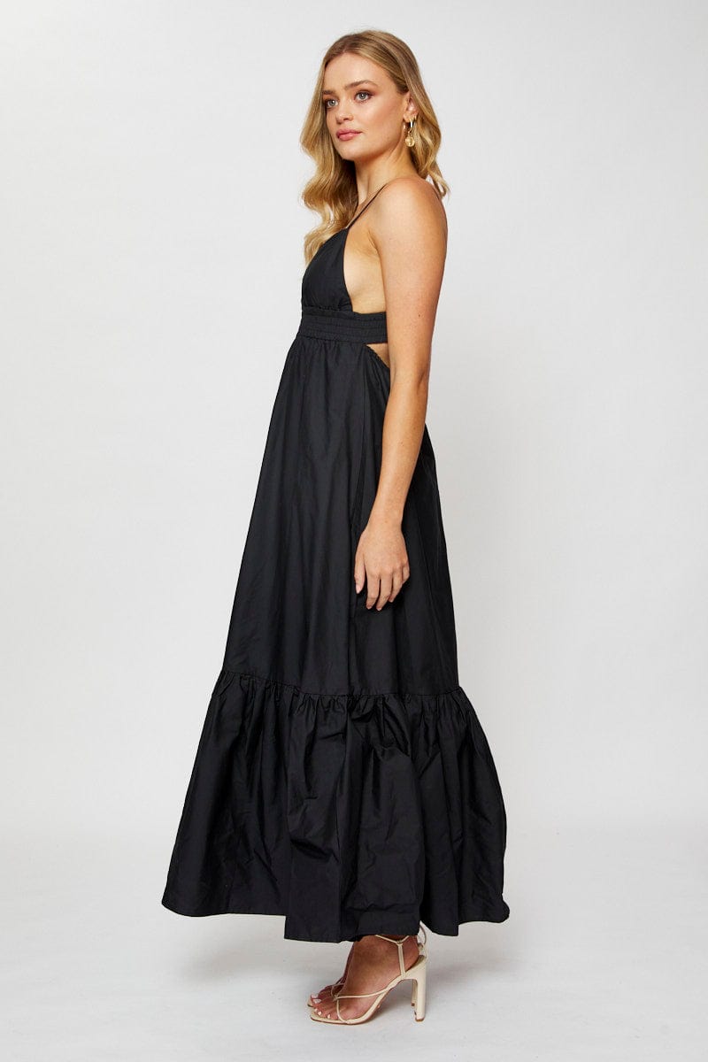 F MAXI DRESS Black Maxi Dress Sleeveless Evening for Women by Ally