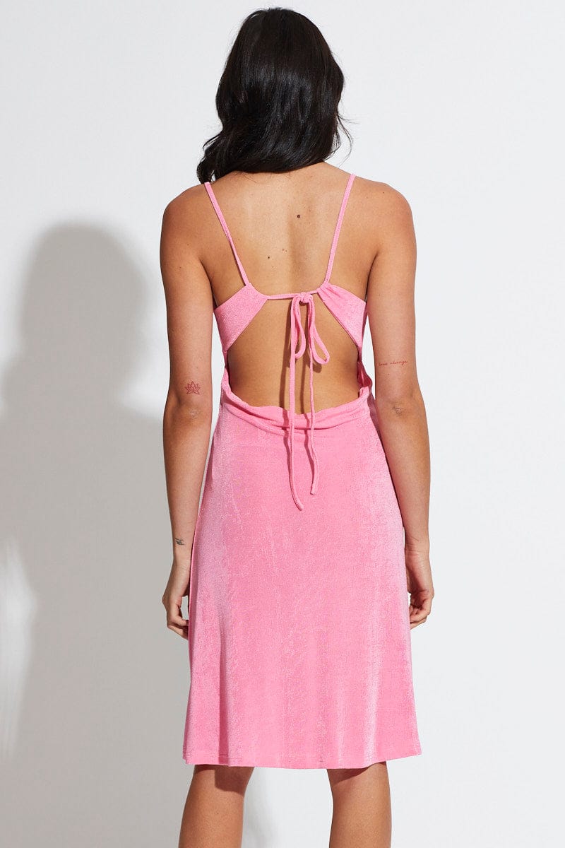 F MAXI DRESS Pink A Line Dress Midi for Women by Ally