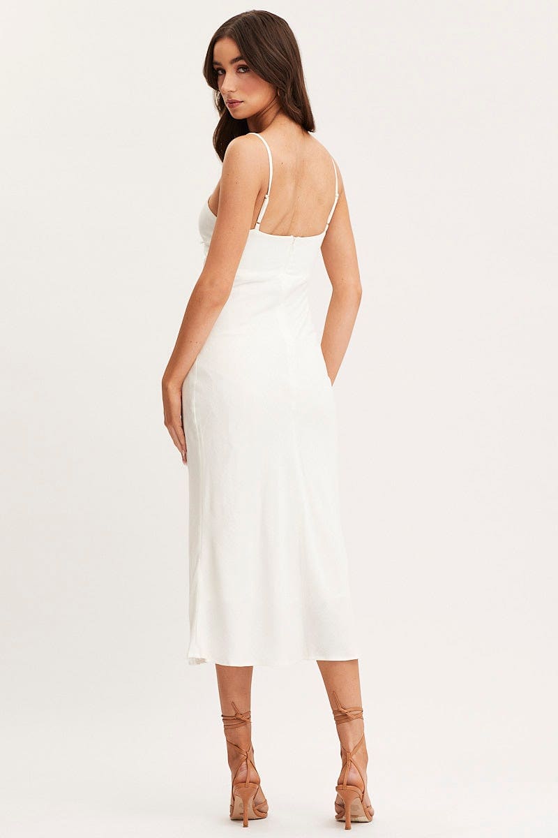 F MIDI DRESS White Twist Front Dress Sleeveless Midi for Women by Ally