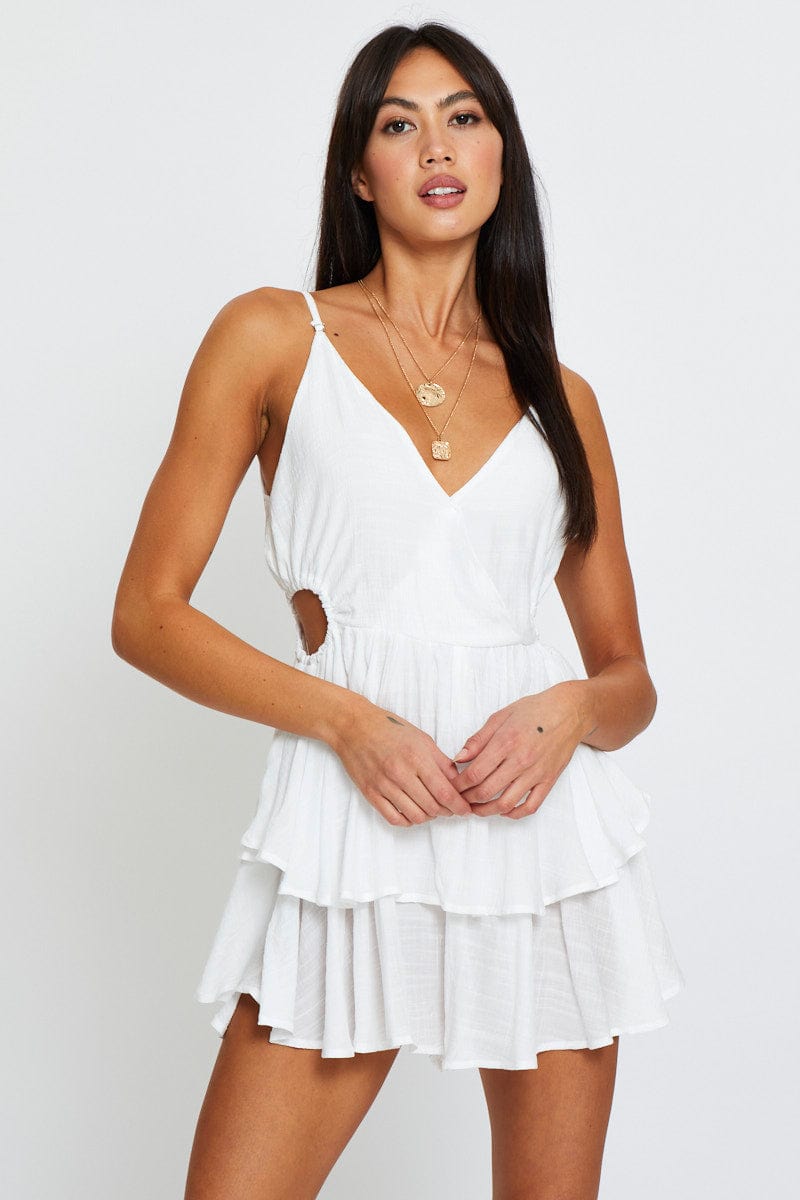 F PLAYSUIT White Playsuit Sleeveless for Women by Ally