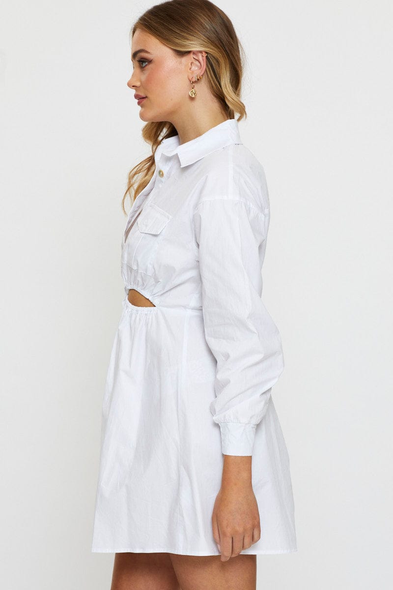 White Mini Dress Long Sleeve Evening