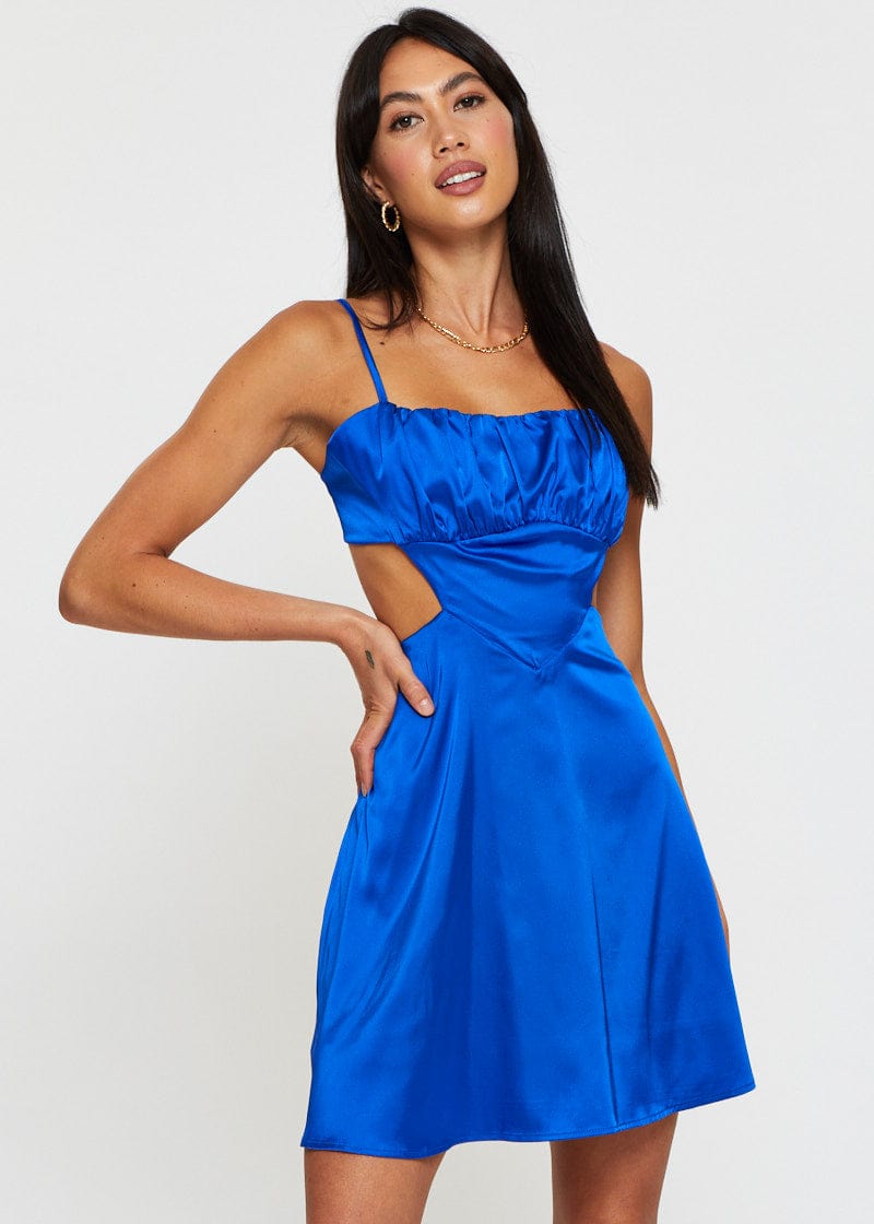 F SKATER DRESS Blue A Line Dress Mini for Women by Ally