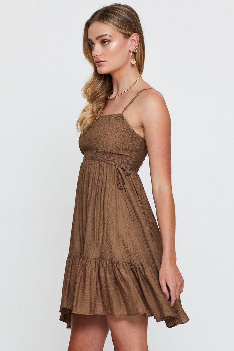 Women’s Brown A Line Dress Mini