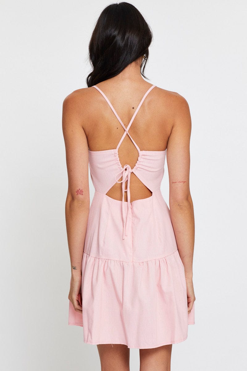 F SKATER DRESS Pink A Line Dress Mini for Women by Ally