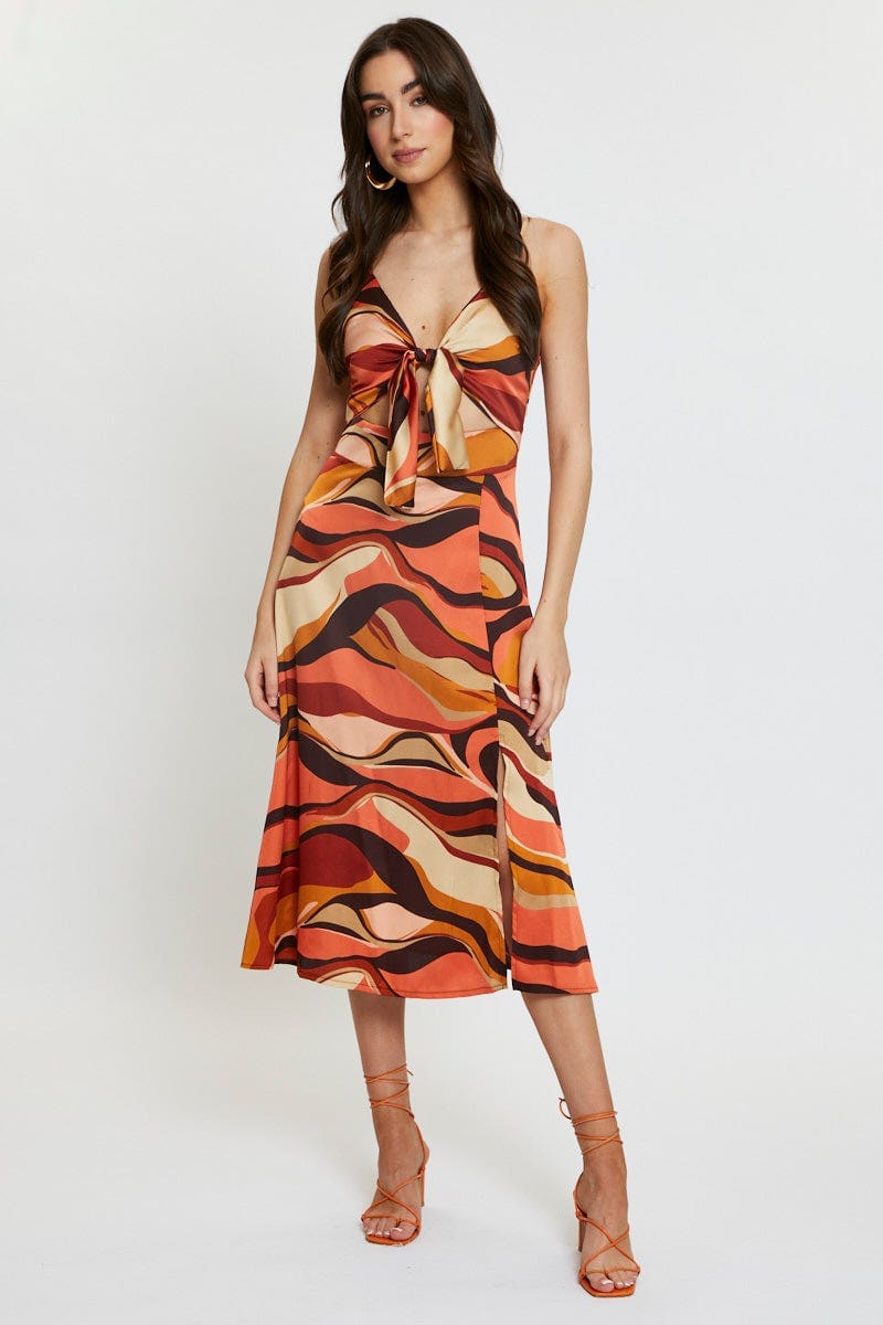 F SKATER DRESS Print A Line Dress Midi for Women by Ally