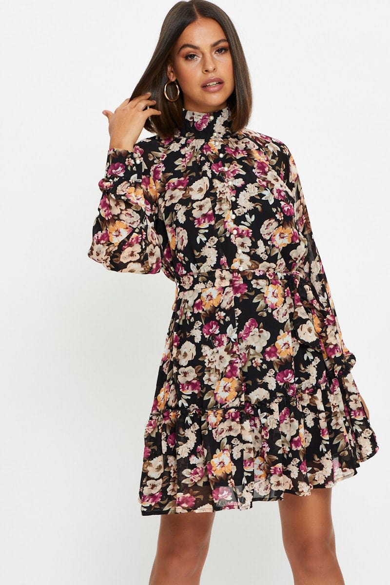 Women’s Print Mini Dress Long Sleeve | Ally Fashion