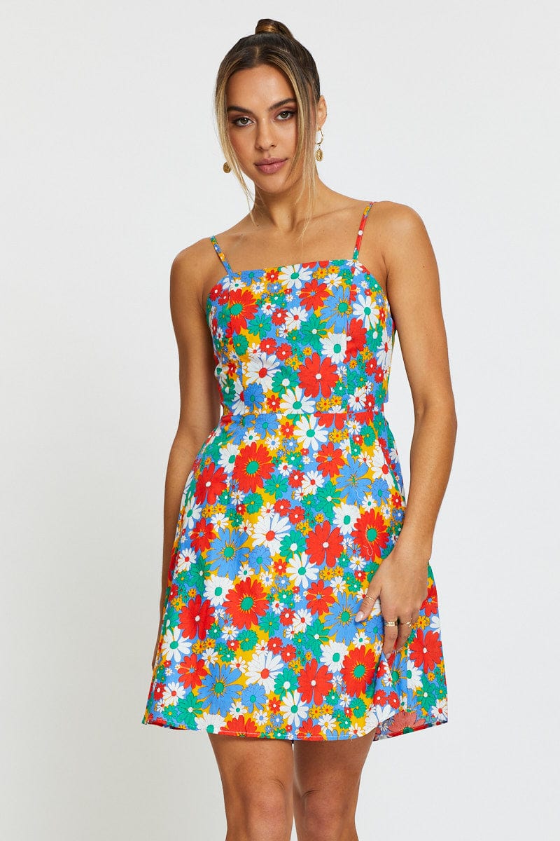 FB A LINE DRESS Print Mini Dress Sleeveless for Women by Ally
