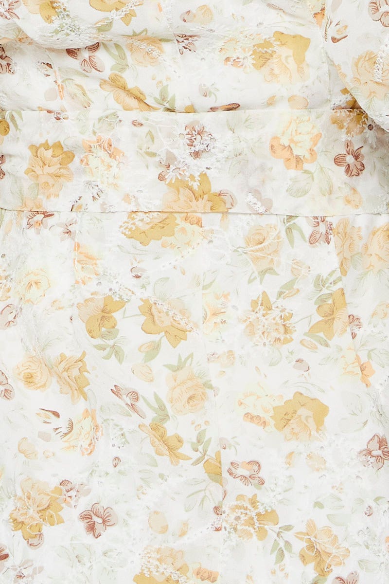 FB MINI DRESS Floral Print Dress Puff Sleeve Mini for Women by Ally