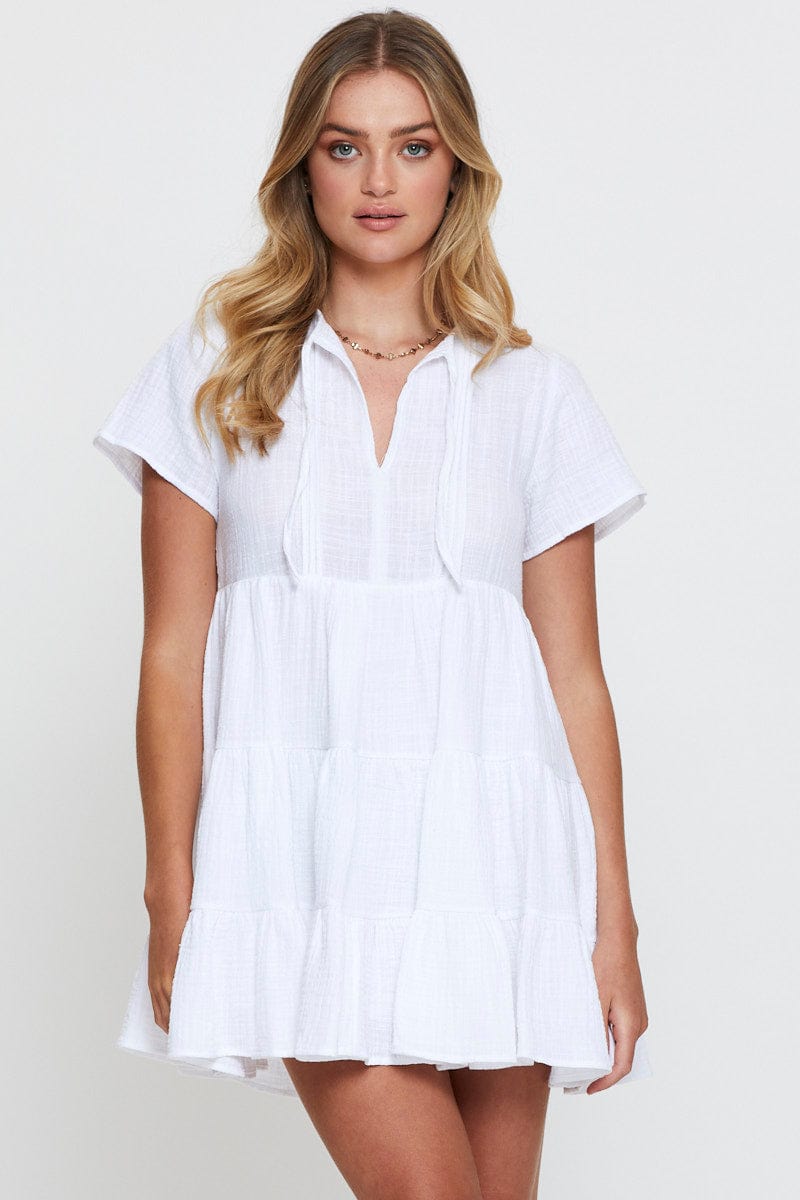 FB MINI DRESS White A Line Dress Mini for Women by Ally