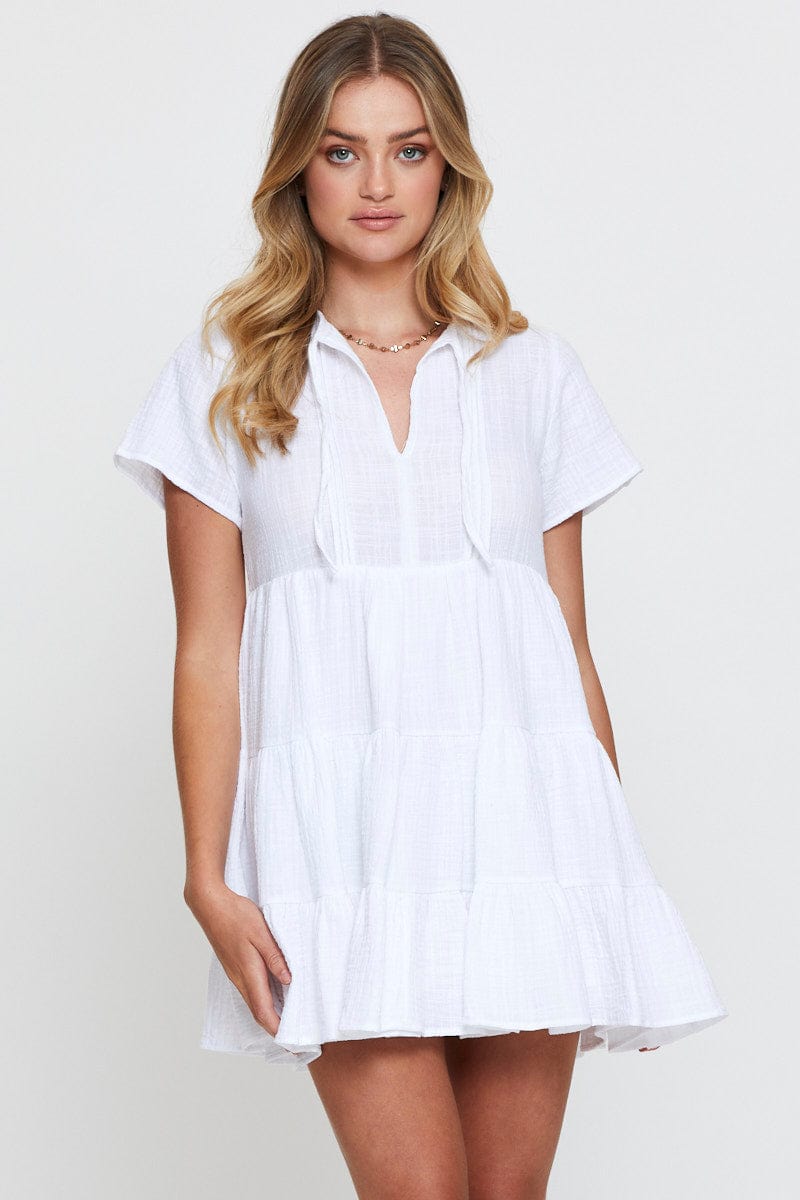 Women’s White A Line Dress Mini | Ally Fashion