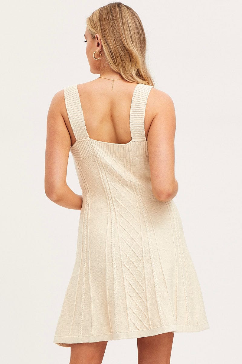 FB MINI DRESS White Dress Sleeveless Mini Knit for Women by Ally