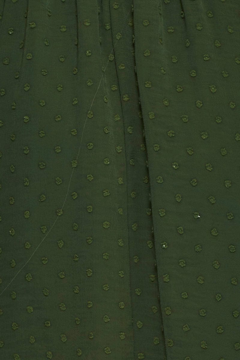 FB SLIP DRESS Green Midi Dress Sleeveless V Neck for Women by Ally
