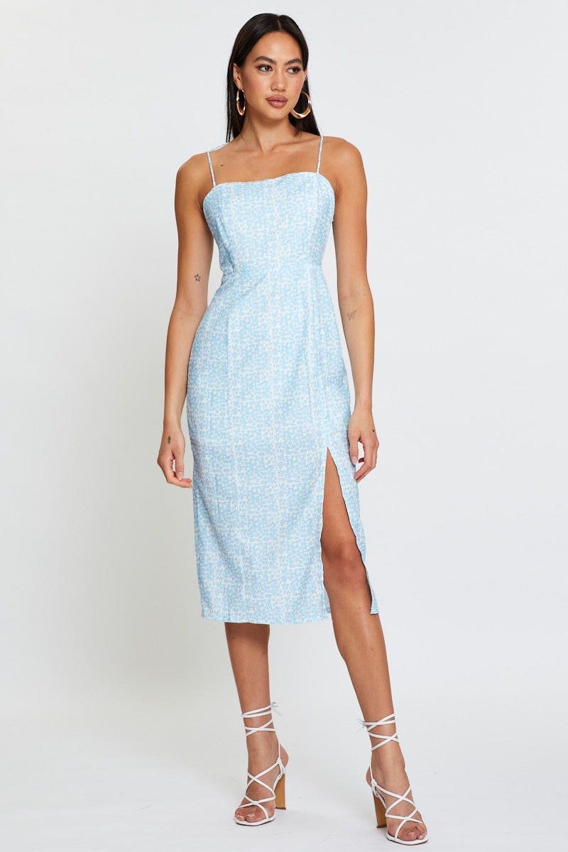 FB SLIP DRESS Print Slip Dress Midi for Women by Ally