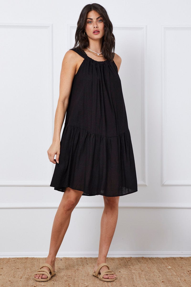 Black mini swing outlet dress