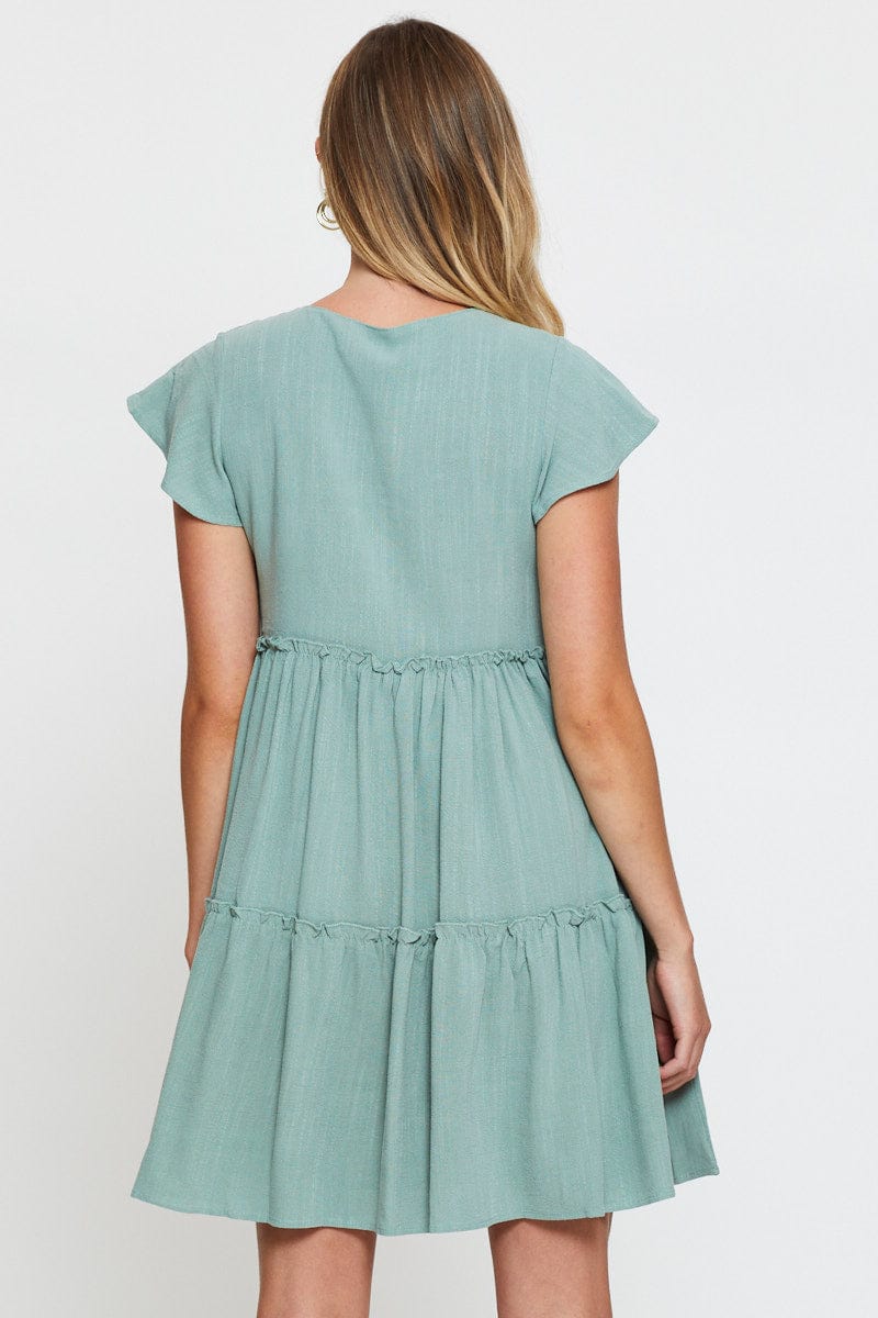 Green Mini Dress Short Sleeve