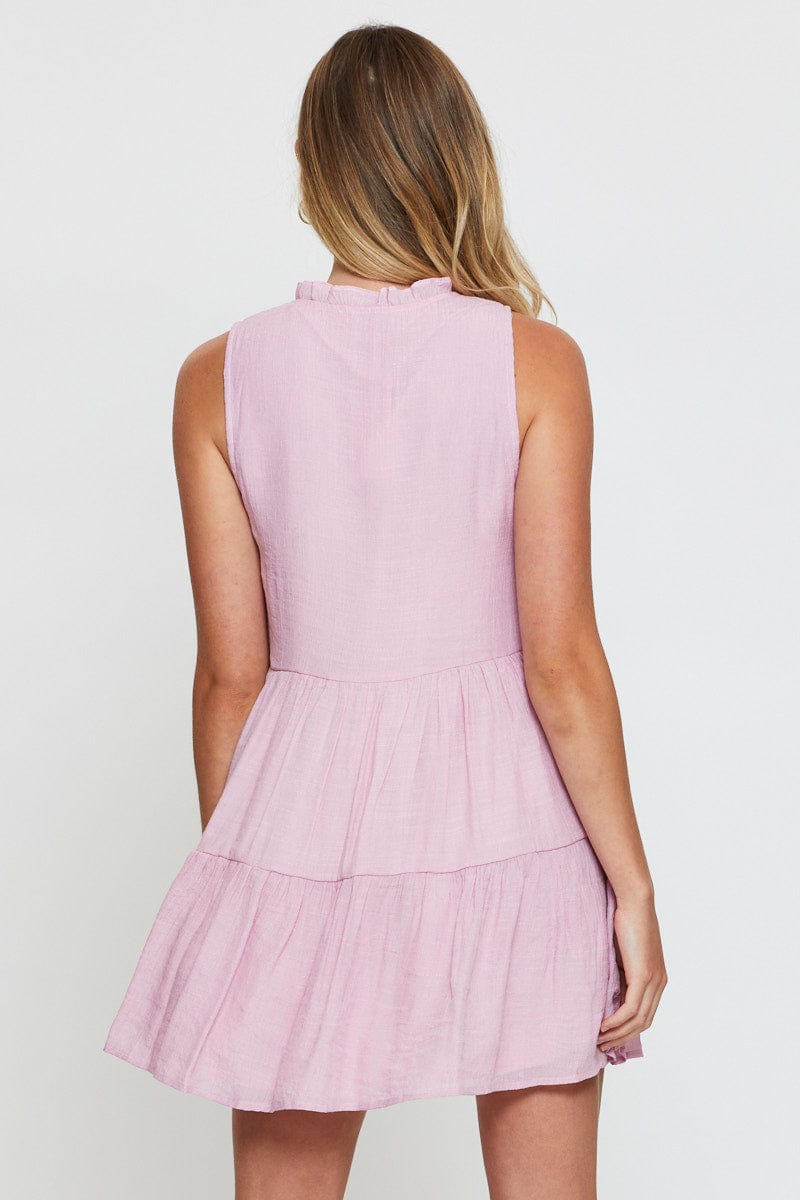 FB SWING DRESS Pink A Line Dress Mini for Women by Ally