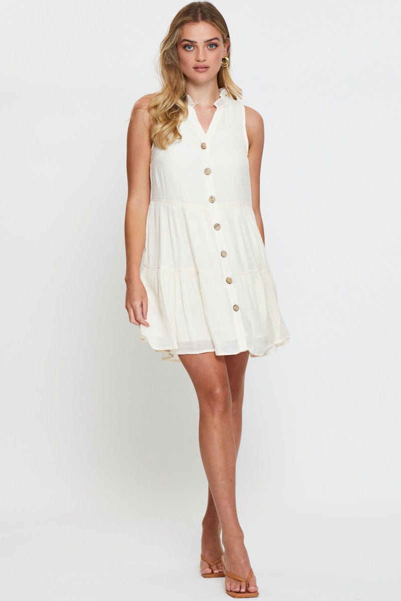 FB SWING DRESS White A Line Dress Mini for Women by Ally