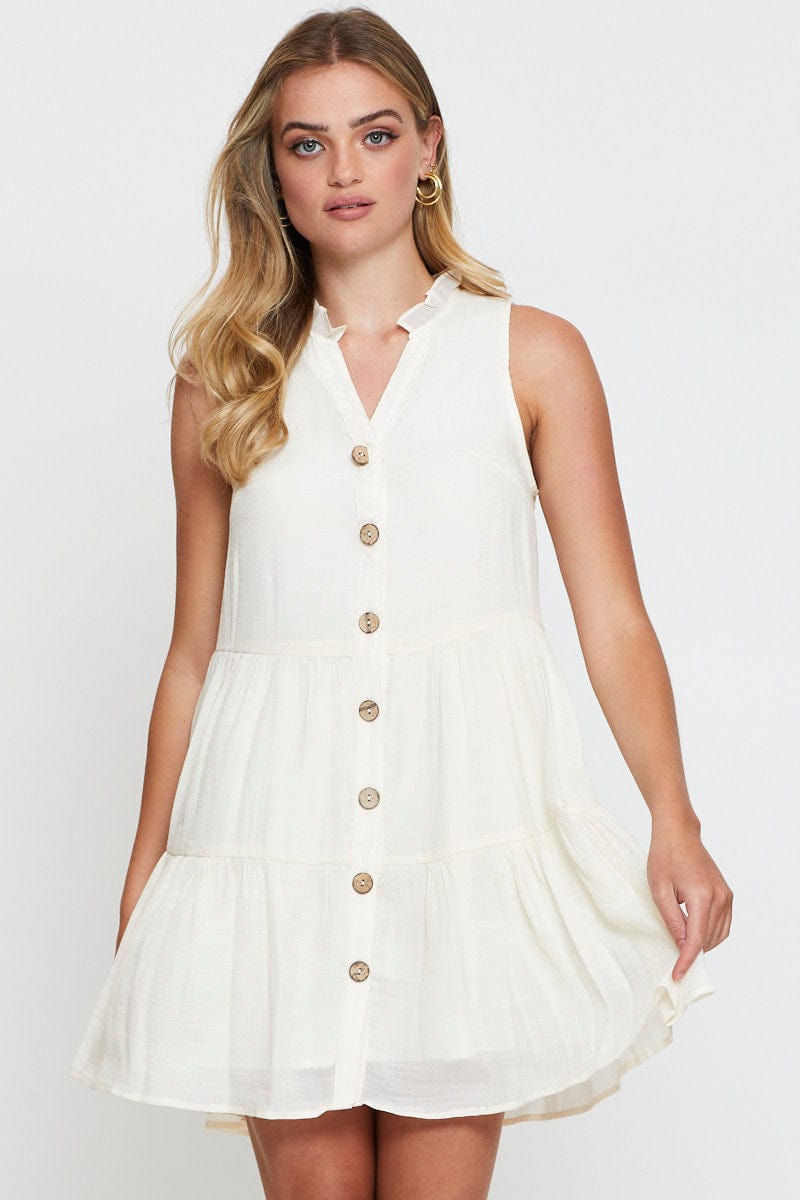 FB SWING DRESS White A Line Dress Mini for Women by Ally